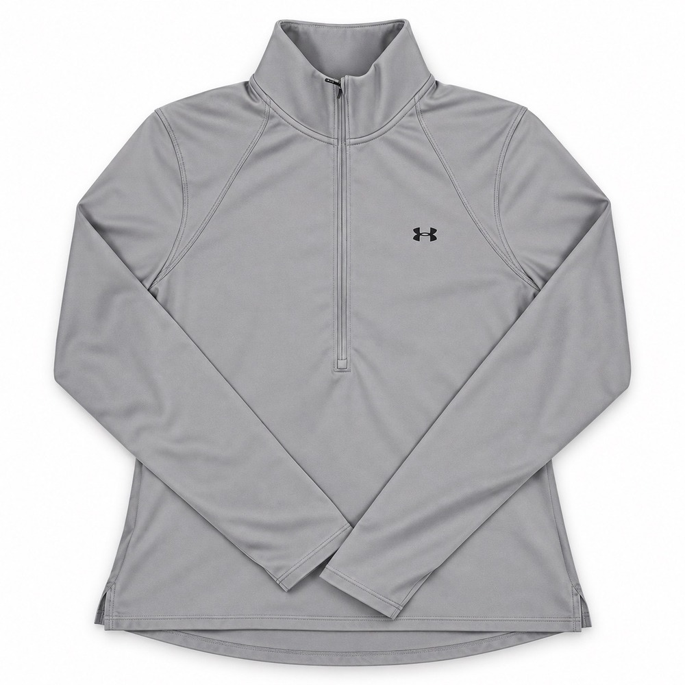 Under Armour ColdGear Womens XL Gray Fitted Quarter Zip Pullover Long Sleeve Top